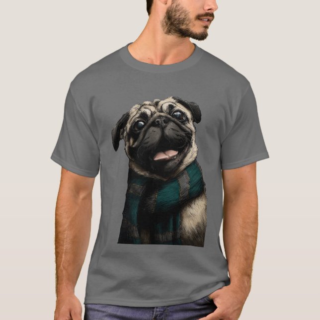 Pug wearing a scarf T-Shirt (Vorderseite)