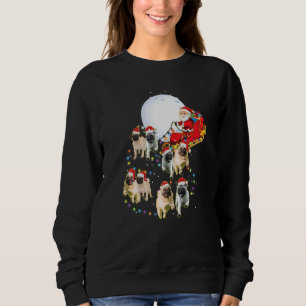 Pug Weihnachten Santa Schlitten Lustiger Pug Hunde Sweatshirt