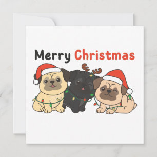 Pug-Weihnachts-Tiere Süße Hunde Frohe Weihnachten  Einladung
