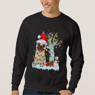 Pug-Weihnachtsbaum Licht Santa Hund Weihnachten Pu Sweatshirt