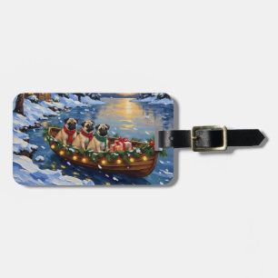 Pug-Weihnachtsboot-Feiertag Gepäckanhänger