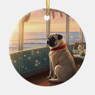 Pug Weihnachtskreuzfahrt: Tolles Weihnachtsvergnüg Keramik Ornament