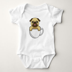 Pug with Cup of Coffee Baby Strampler