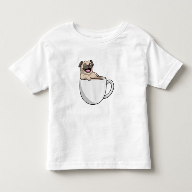 Pug with Cup of Coffee Kleinkind T-shirt (Vorderseite)
