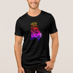 Pug-Wortkunst Regenbogenfarben Tri-Blend Shirt
