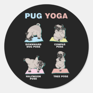 Pug Yoga Hund Yogist Spirituelle Meditation Hund G Runder Aufkleber
