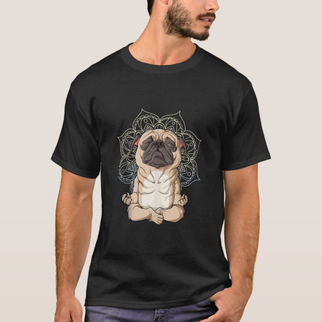 Pug Yoga Mandala Funny Namaste Spiritual Meditatio T-Shirt (Vorderseite)