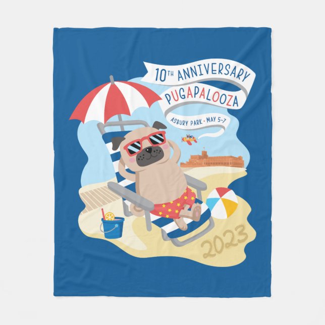 Pugapalooza Asbury Park 2023 Fleece Blanket (Vorderseite)