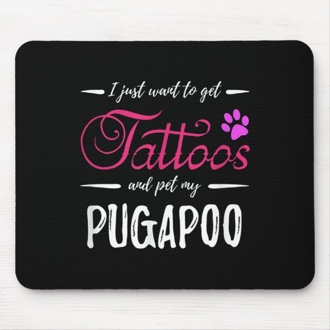 Pugapoo Dog Lover Tattoo Funny Dog Mama Geschenk I Mousepad (Vorne)