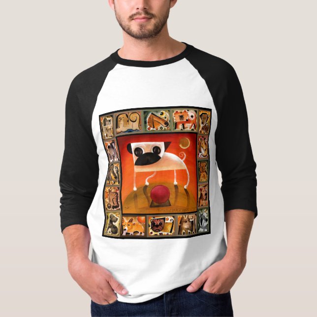 Pugcasso Arbeiten - Mops 1 T-Shirt (Vorderseite)