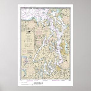 Puget Sound Nautical Chart 18440 Poster