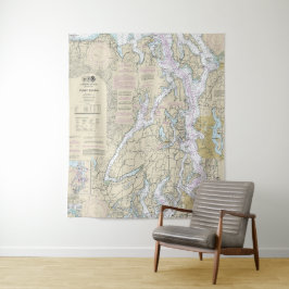 Puget Sound Nautical Chart 18440 Wandteppich