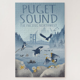 Puget Sound - Pacific Northwest Travel Art Puzzle