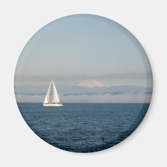 Puget Sound Sailboat and Mountain Range Magnet (Vorne)