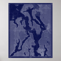 Puget Sound Seattle WA Karte Schöne Karte Blaue Ku