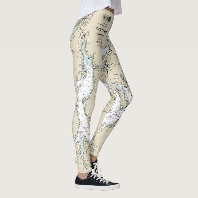 Puget Sound Southern Part Nautical Chart 18448 Leggings (Rechts)
