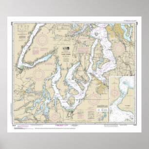 Puget Sound Southern Part Nautical Chart 18448 Poster