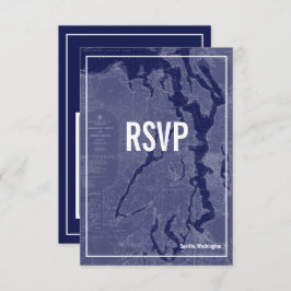 Puget Sound Vintag Map Wedding RSVP Card Einladung