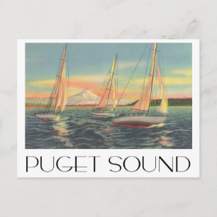 Puget Sound Washington im Vintage-Reisestil Postkarte