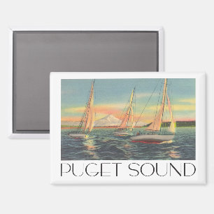 Puget Sound Washington State im Vintage-Reisestil Magnet
