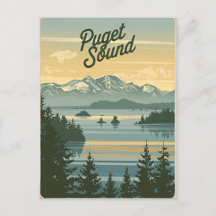 Puget Sound Washington Vintage Postkarte