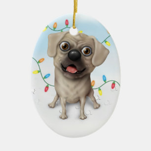 Puggle 2 - Weihnachtsverzierung Keramikornament