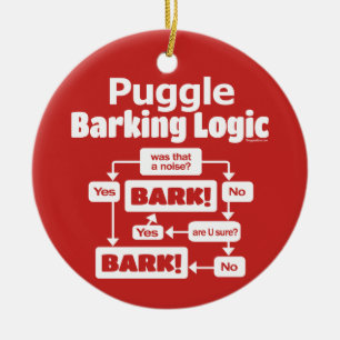 Puggle Barking Logic Keramik Ornament