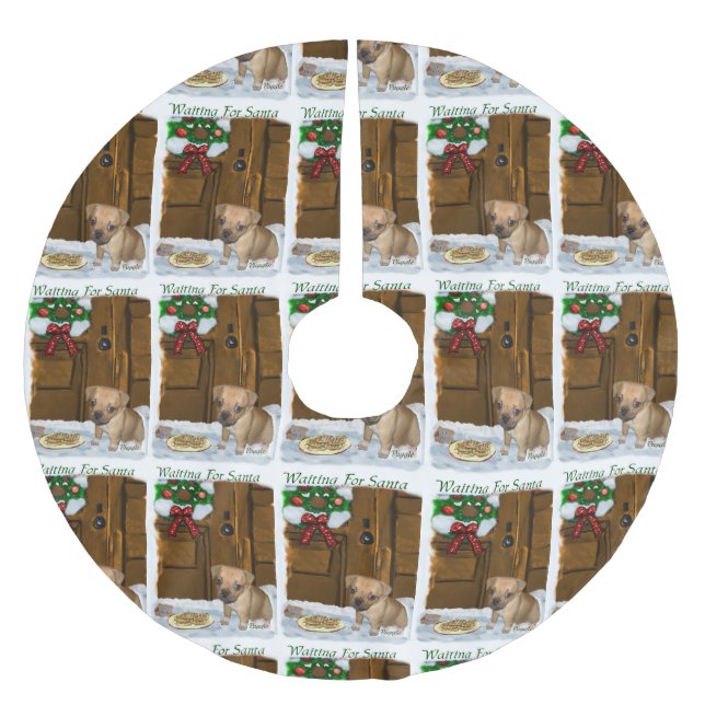 Puggle Christmas Polyester Weihnachtsbaumdecke (Vorderseite)