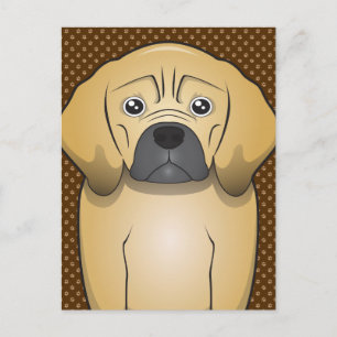 Puggle Dog Cartoon Paws Postkarte