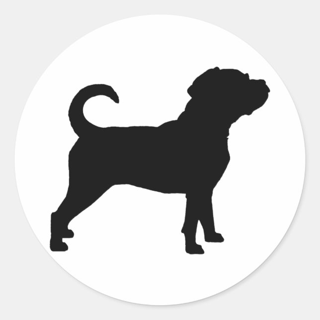 Puggle Dog Silhouette Runder Aufkleber (Vorderseite)