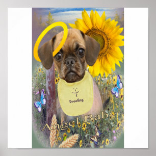 Puggle Drooling in Poster