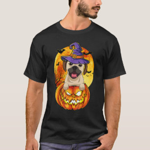 Puggle Hexe Kürbis Halloween Hund T-Shirt