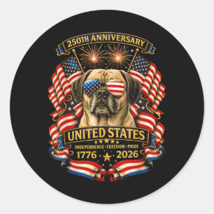 Puggle Hund USA Unabhängigkeit 1776 2026 Patriotis Runder Aufkleber