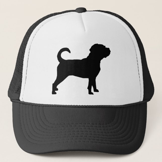 Puggle HundeSilhouette Truckerkappe (Vorderseite)