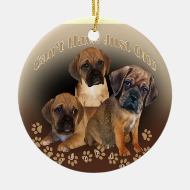 Puggle kann nicht nur eine Weihnachtsdekoration ha Keramikornament (Vorne)