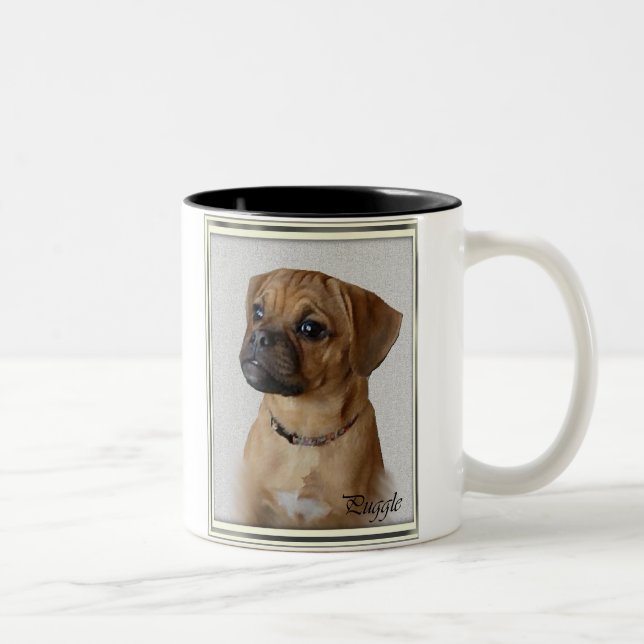 Puggle Lovers Geschenke Zweifarbige Tasse (Rechts)