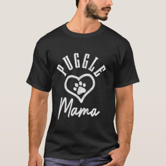 Puggle Mama Heart Dog Paw Puggle Mama T-Shirt