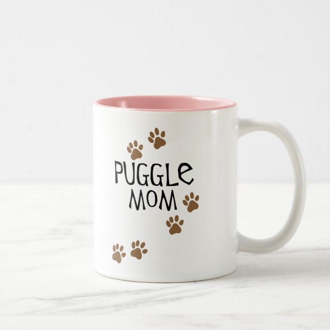 Puggle Mama Zweifarbige Tasse (Rechts)