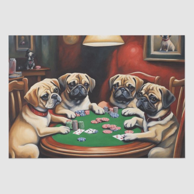 Puggle Poker Party Decoupage Paper Seidenpapier (Vorderseite)