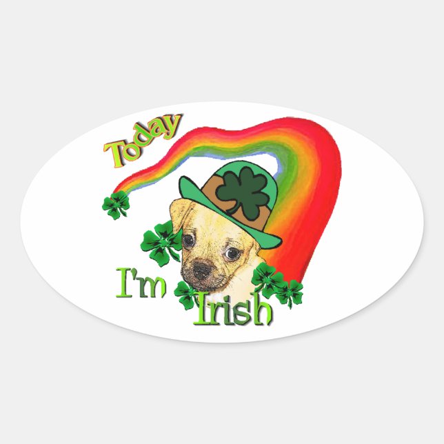 Puggle St Patricks Day Ovaler Aufkleber (Vorderseite)