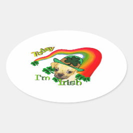 Puggle St Patricks Day Ovaler Aufkleber