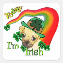 Puggle St Patricks Day Quadratischer Aufkleber