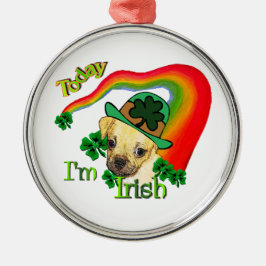 Puggle St Patricks Day Silbernes Ornament