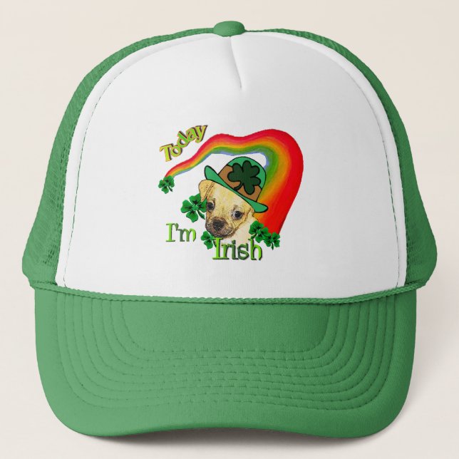 Puggle St Patricks Day Truckerkappe (Vorderseite)