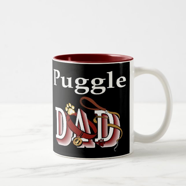 Puggle Vater Geschenke Zweifarbige Tasse (Rechts)