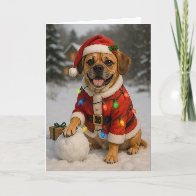 Puggle-Weihnachtskarte Karte (Vorderseite)