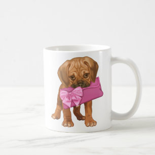 Puggle Welpe und Bogenkupplung Tasse