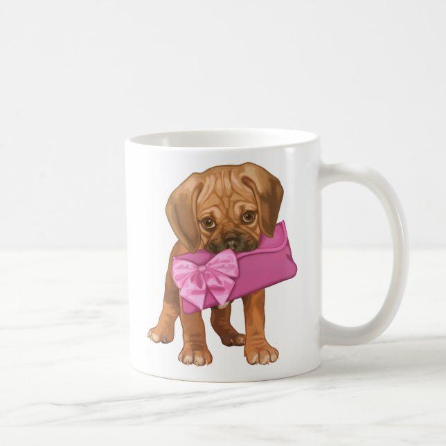 Puggle Welpe und Bogenkupplung Tasse (Rechts)