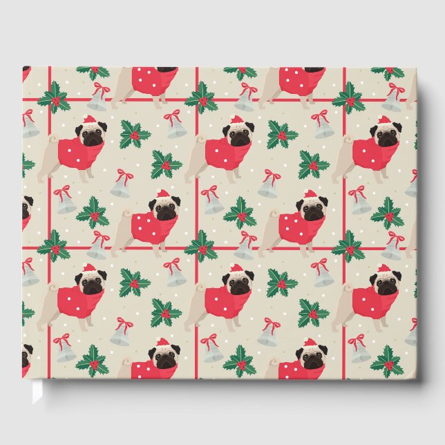 Puggy Christmas Guest Book Gästebuch (Vorderseite)