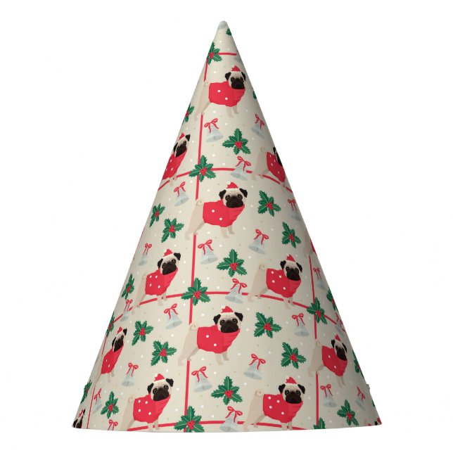 Puggy Christmas Party Hat Partyhütchen (Vorderseite)